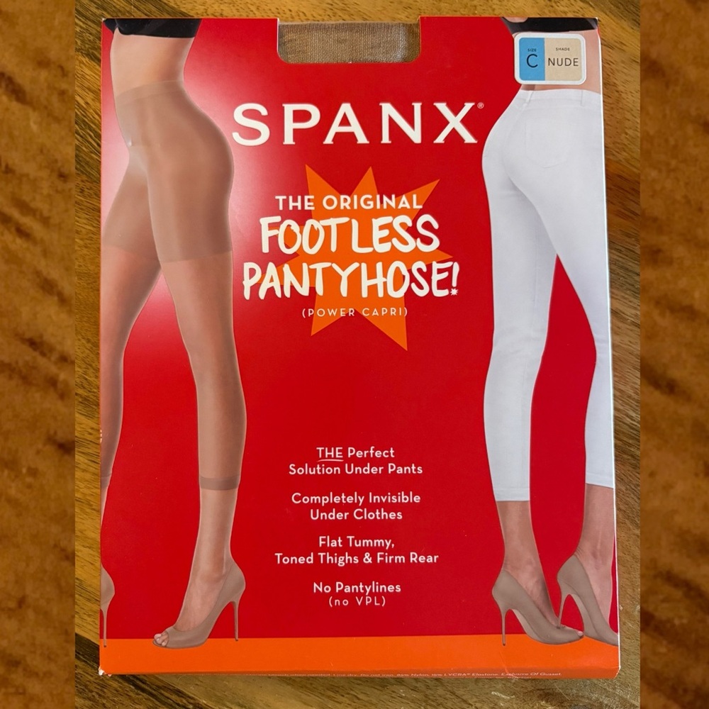 SPANX Footless Pantyhose Power Capri - Size C Nude